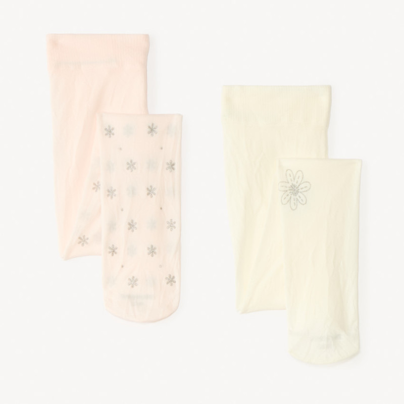 Lot de 2 collants fins avec motifs fantaisie pailletés pour 