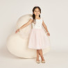 Robe bi-matière avec sa cape en tulle et sa couronne fille