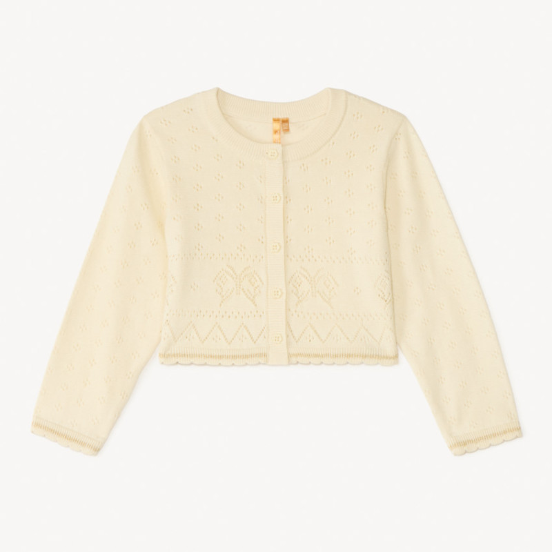 Gilet en tricot ajouré papillons pour bébé fille