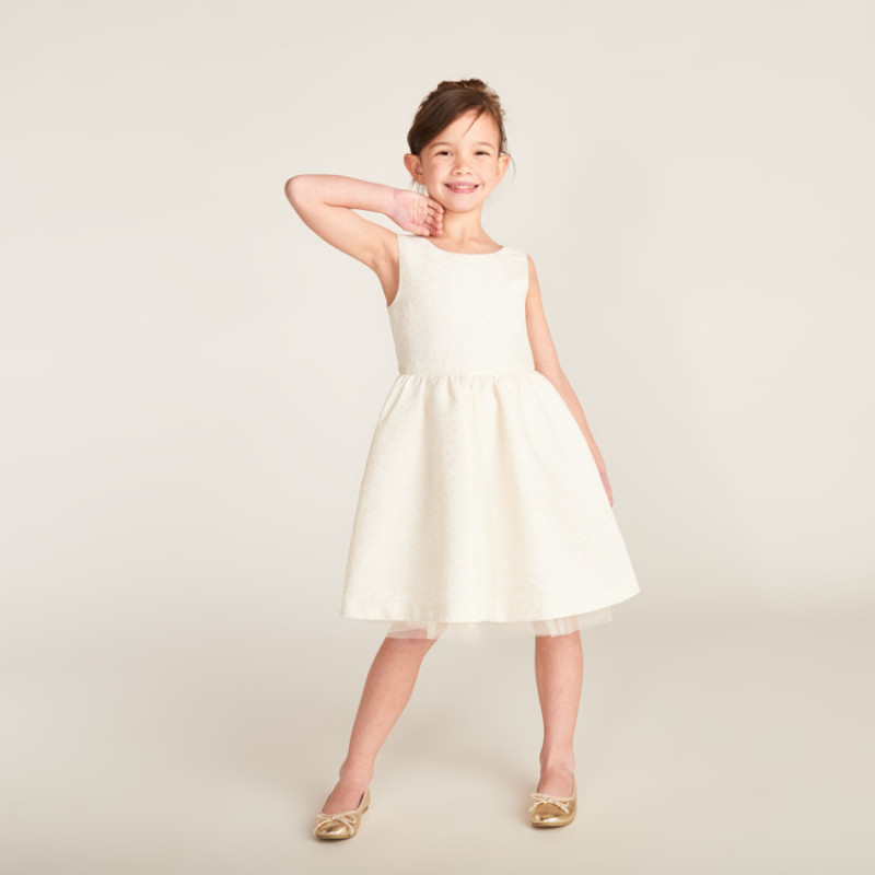 Robe en jacquard et tulle avec motifs floraux fille