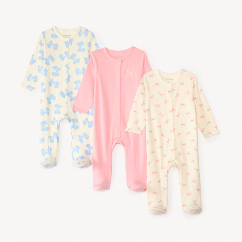 Lot de 3 dors-bien motif nœuds pour bébé fille - ouvertures 