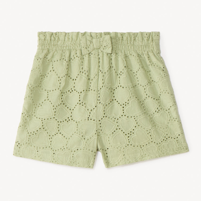 Short uni en broderie anglaise et nœud fantaisie pour bébé f