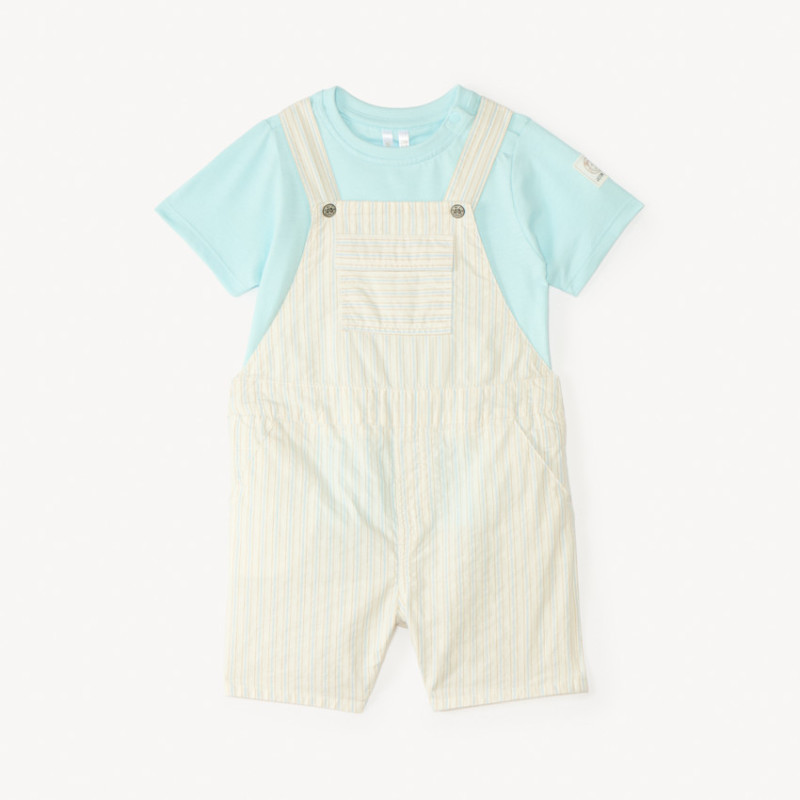Ensemble salopette et t-shirt manches courtes uni pour bébé 