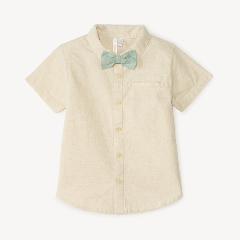 Chemise manches courtes + nœud papillon en toile pour bébé g
