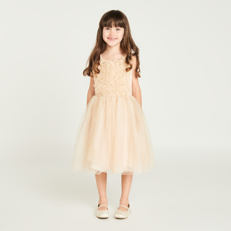 Robe à manches courte à froufrous pailletés fille