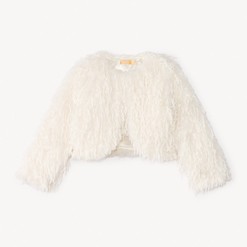 Gilet boléro en fausse fourrure effet plumes fille