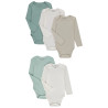 Lot de 5 bodies manches longues unis pour bébé