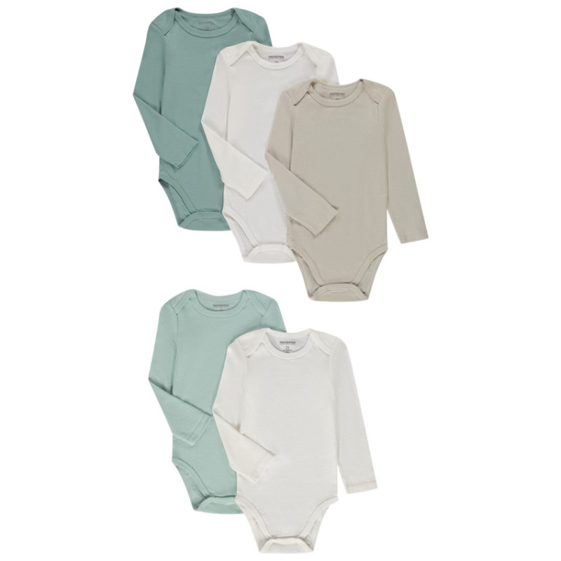 Lot de 5 bodies manches longues unis pour bébé