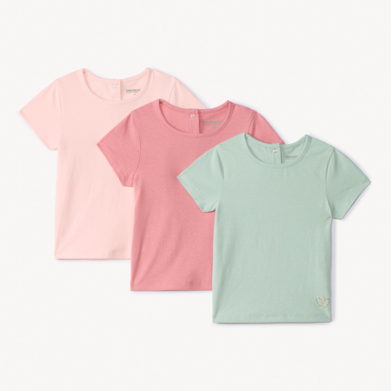 Lot de 3 t-shirts manches courtes unis pour bébé fille