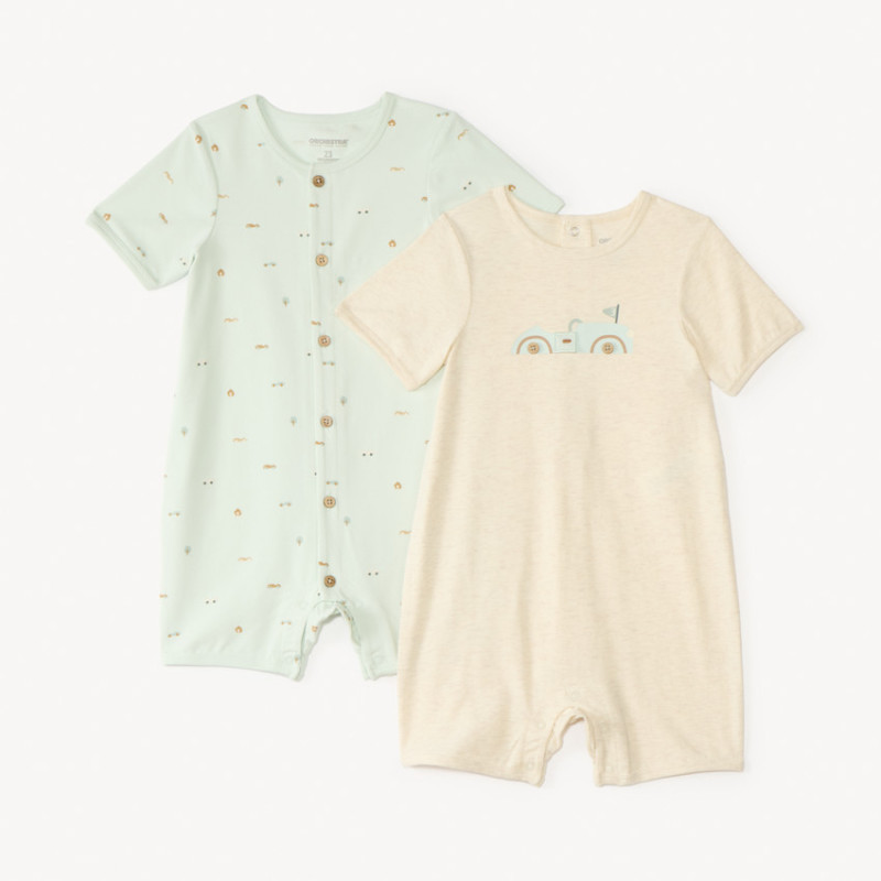 Lot de 2 combishorts motif voitures pour bébé garçon