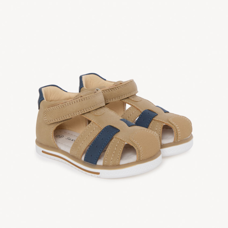 Sandales fermées à scratch bicolores pour bébé garçon
