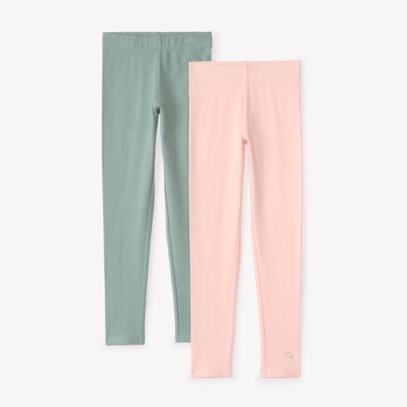 Lot de 2 leggings en jersey uni fille