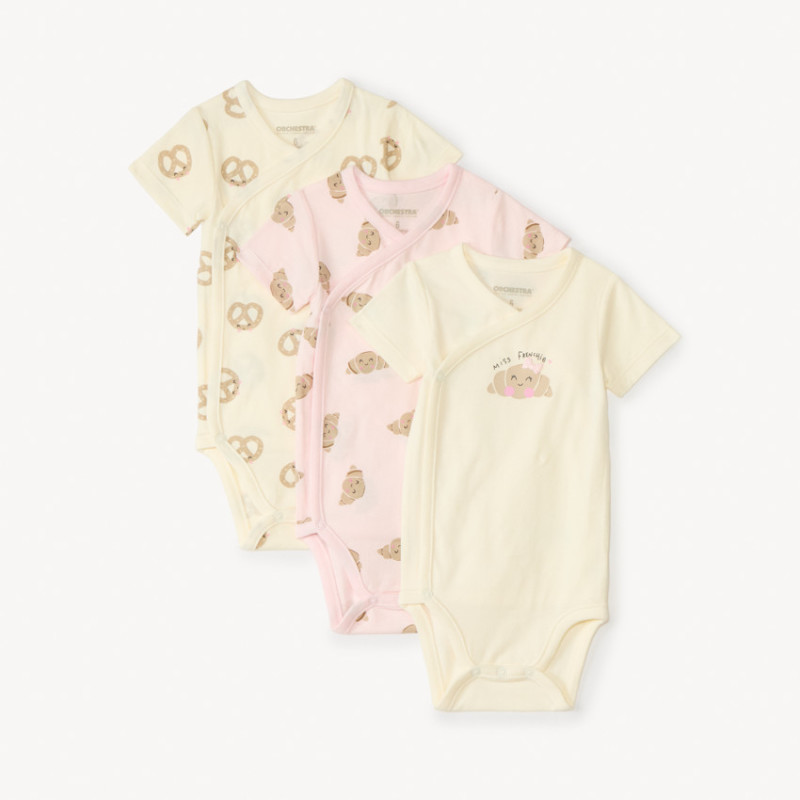 Lot de 3 bodies manches courtes petit-déjeuner pour bébé fil