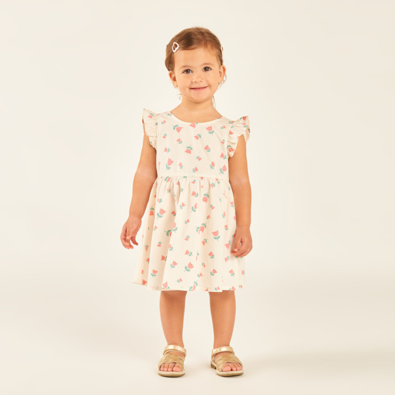 Robe manches courtes volantées imprimé fantaisie pour bébé f