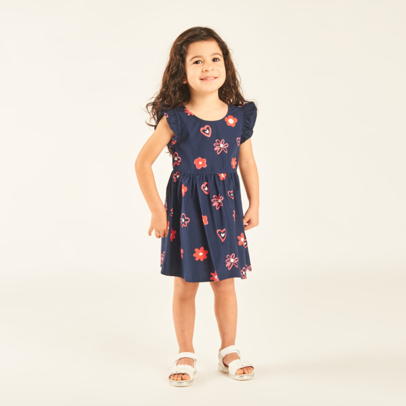 Robe manches courtes volantées imprimé fantaisie pour bébé f