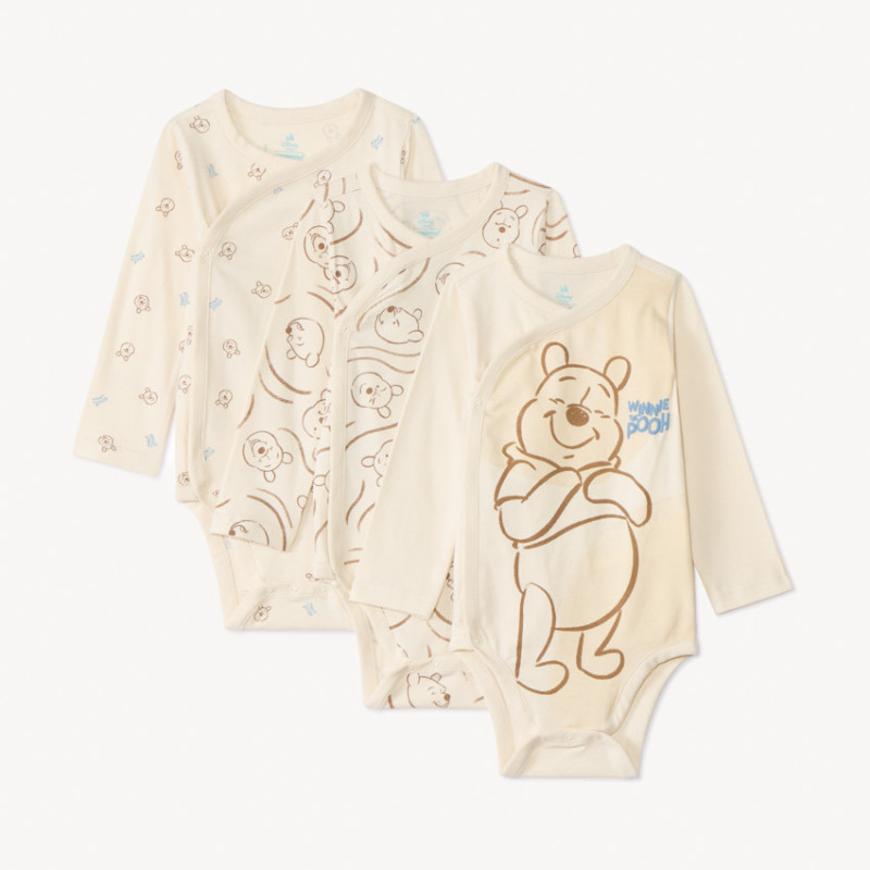 Lot de 3 bodies manches longues Winnie Disney avec ouverture