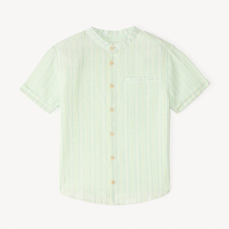 Chemise manches courte à rayures col mao garçon