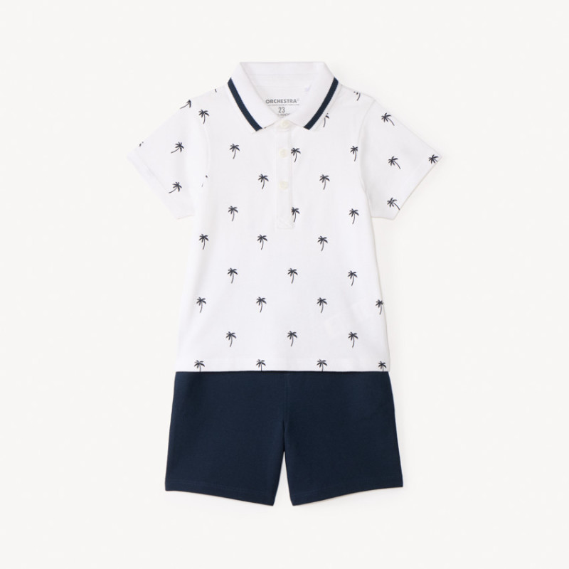Ensemble 2 pièces polo manches courtes + short imprimé palmi