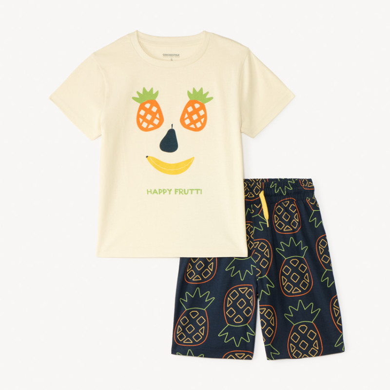 Set de pyjama 2 pièces t-shirt + short imprimé ananas garçon
