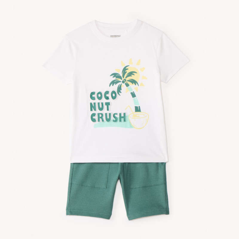Ensemble t-shirt manches courtes + bermuda motifs noix de co