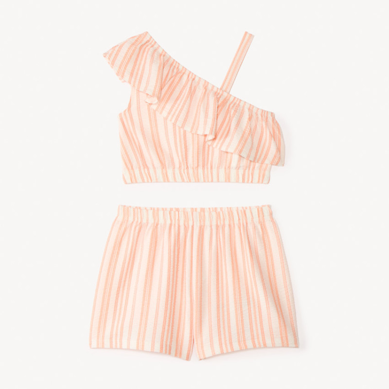 Ensemble court 2 pièces rayés en crêpe fille