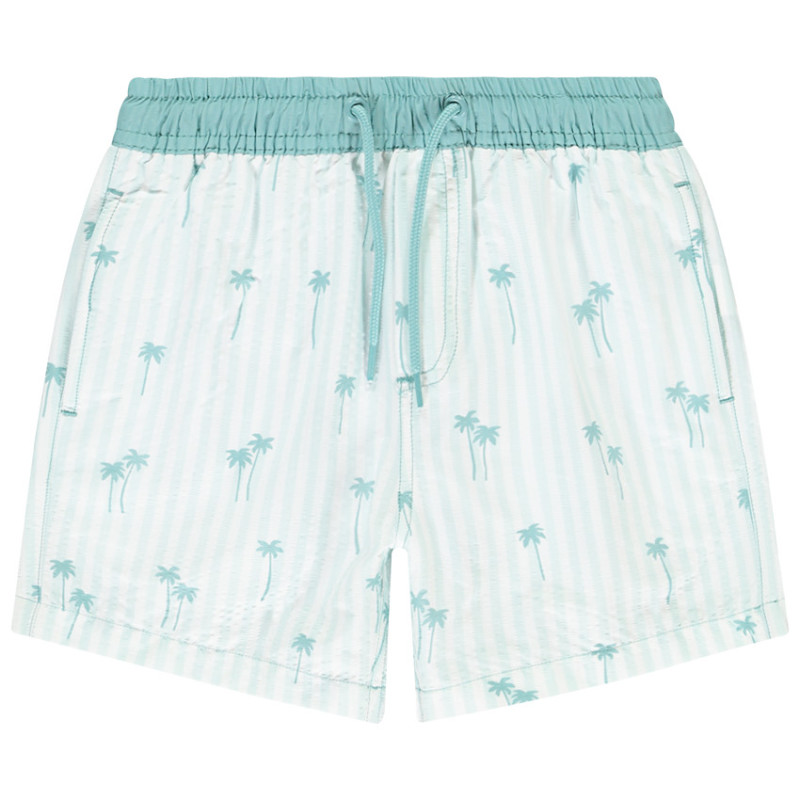 Short de bain imprimé palmiers et rayé garçon