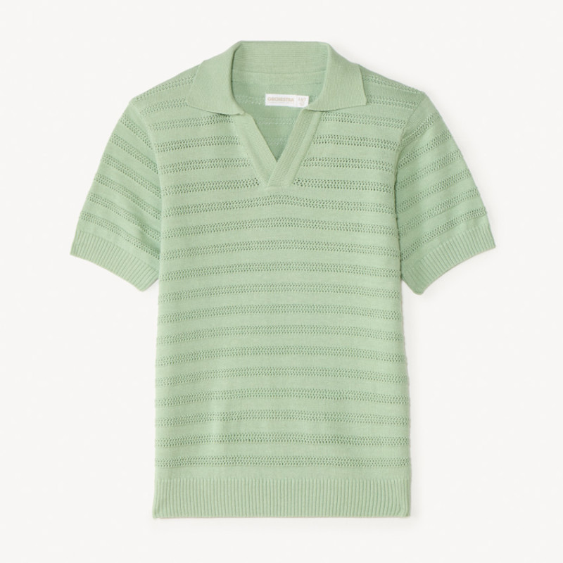 Polo manches courtes tricot fantaisie ajouré garçon
