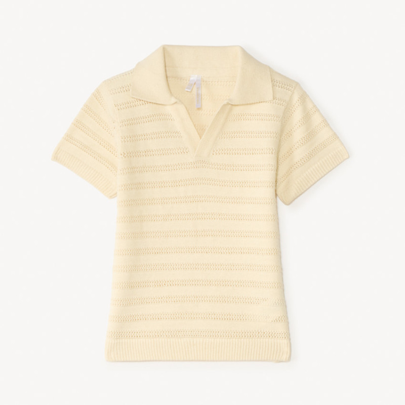 Polo manches courtes tricot fantaisie ajouré pour bébé garço