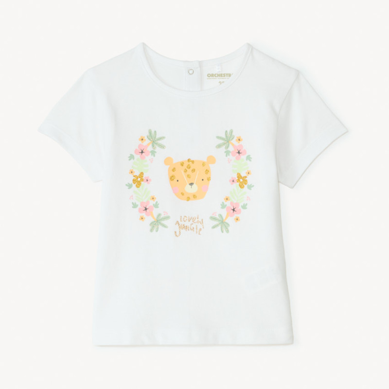 T-shirt manches courtes print fantaisie pailleté pour bébé f