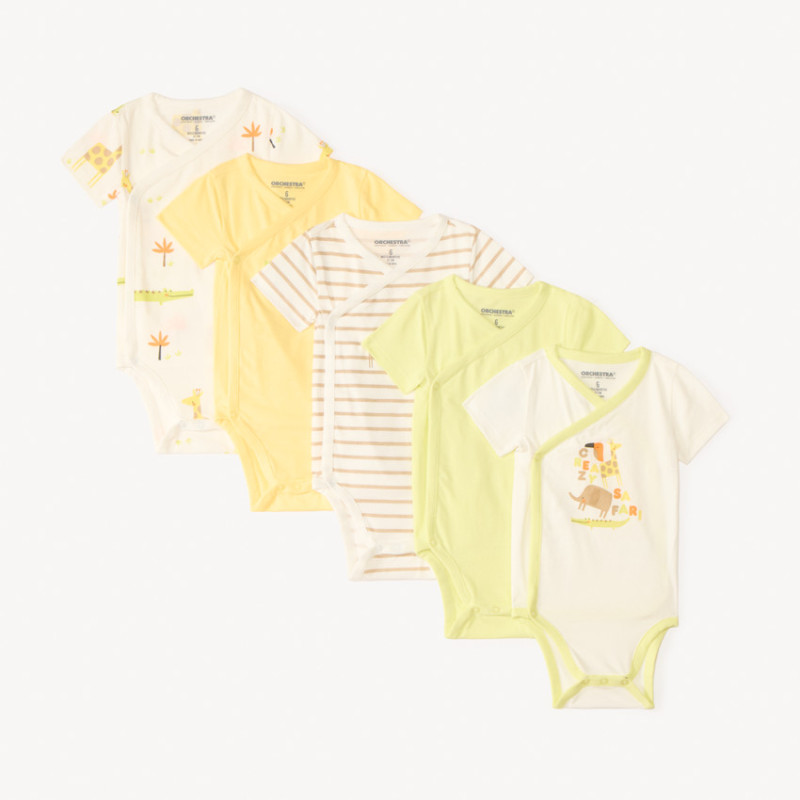 Lot de 5 bodies motifs safari fantaisie pour bébé garçon (ou