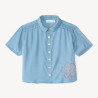 Chemise manches courtes épaules smockées fleurs en cording f