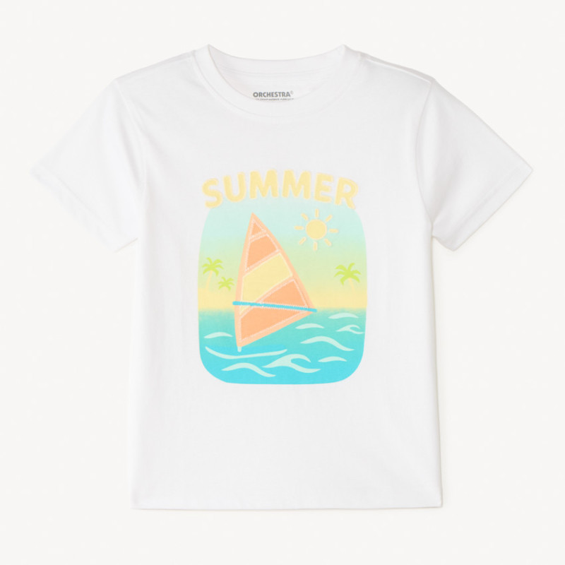 T-shirt manches courtes uni print estival fantaisie garçon