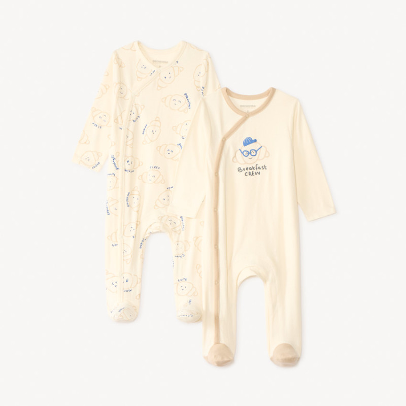Lot de 2 dors-bien manches longues motifs croissant pour béb