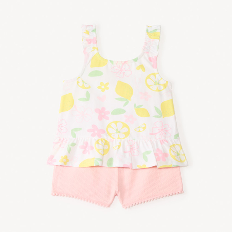 Ensemble court 2 pièces débardeur à volant + short pour bébé