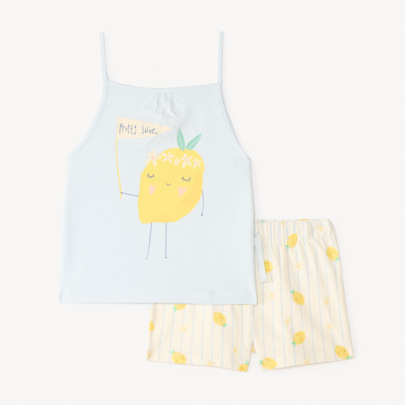 Set de pyjama 2 pièces débardeur + short motifs citron fille