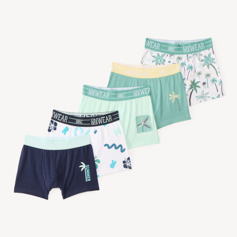Lot de 5 boxers print palmiers garçon
