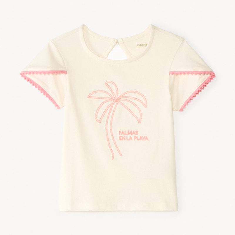 T-shirt manches courtes croisées broderie palmier pour bébé 