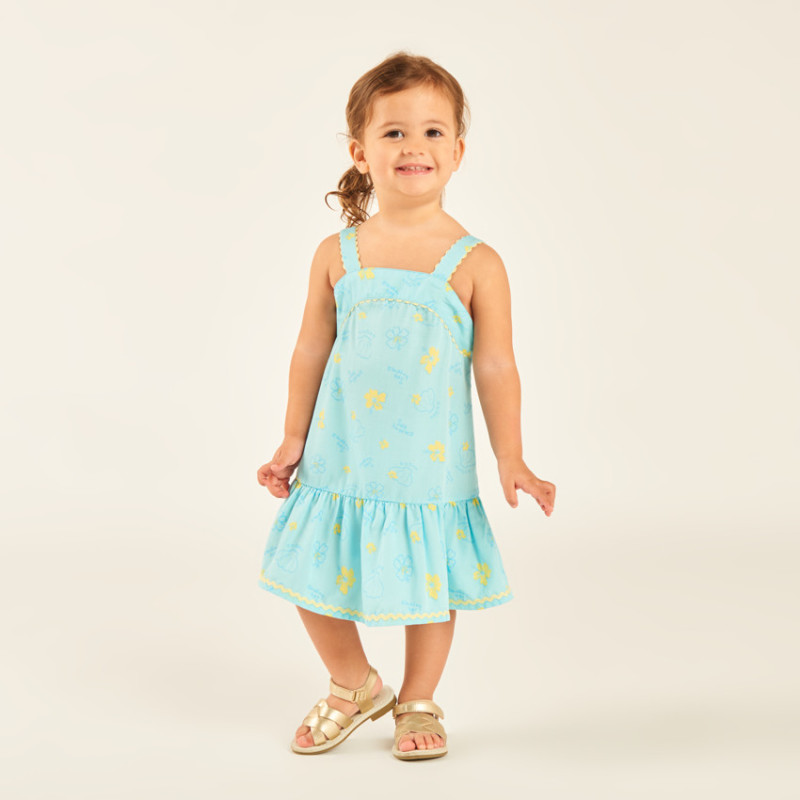 Robe à bretelles en tubique imprimé coquillages et fleurs po