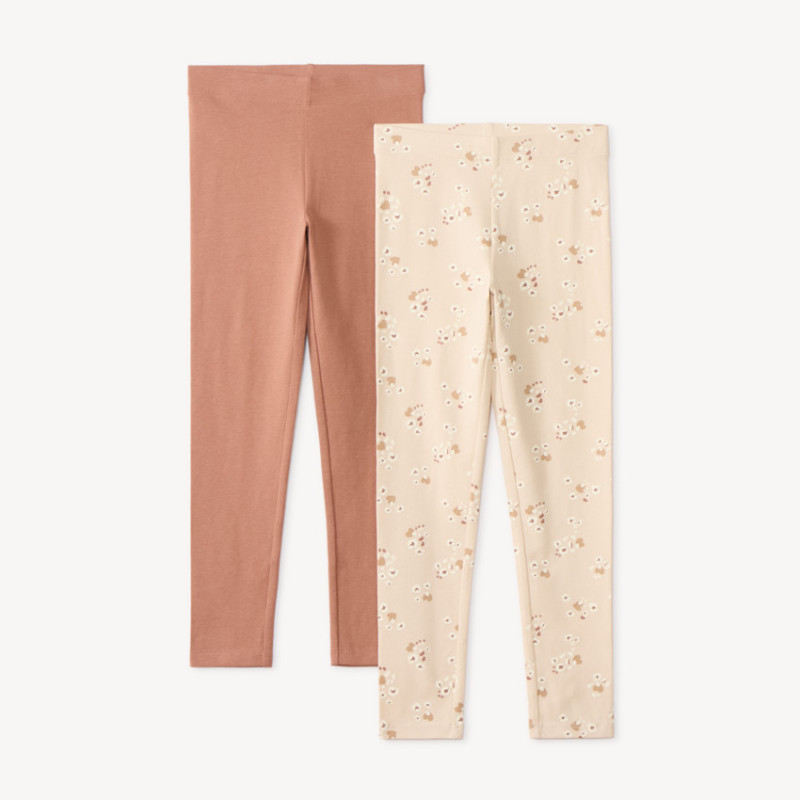 Lot 2 leggings uni et imprimé fille