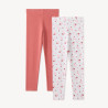 Lot 2 leggings uni et imprimé fille
