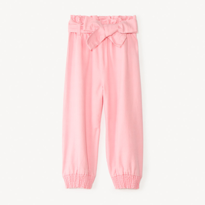 Pantacourt en toile uni avec ceinture à nouer fille