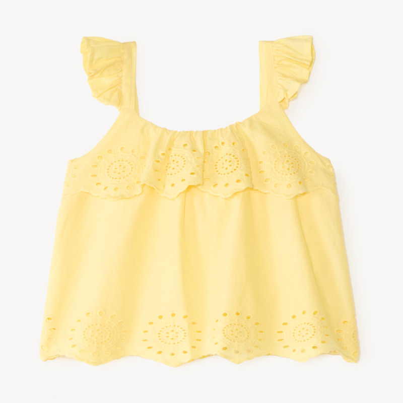 Top court en voile uni broderie style anglaise fantaisie fil