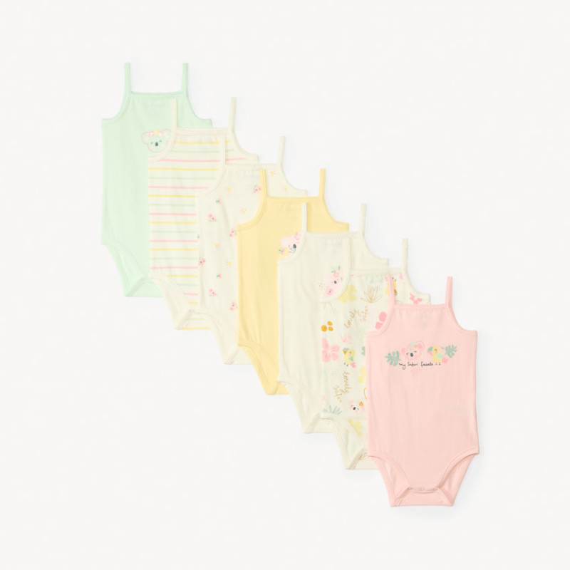 Lot de 7 bodies à bretelles motifs koala pour bébé fille