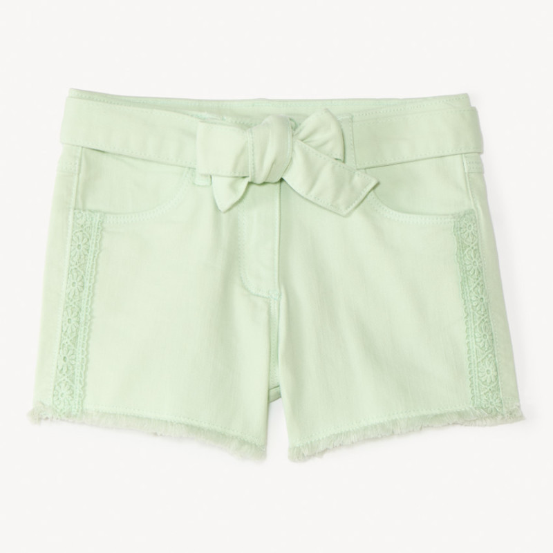 Short en jean avec détails brodés et ceinture à nouer fille