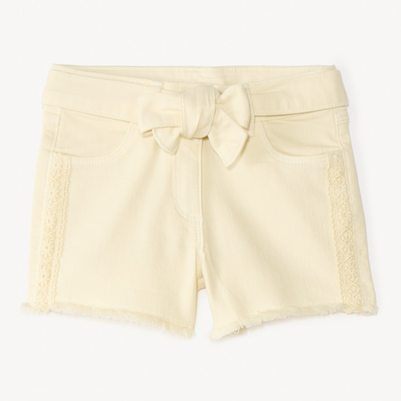 Short en jean avec détails brodés et ceinture à nouer fille