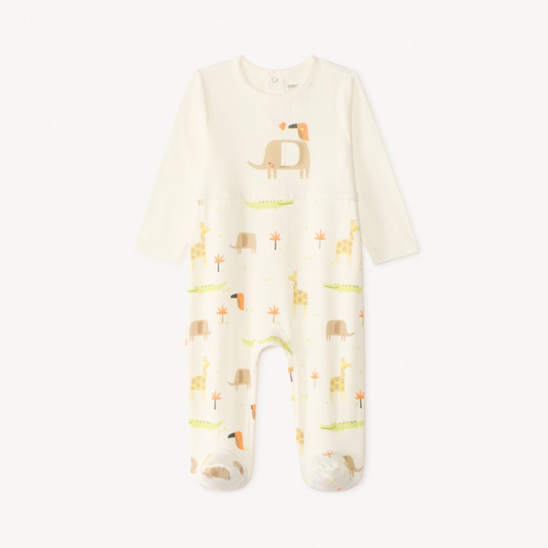 Dors-bien manches longue en jersey print animaux de la savan