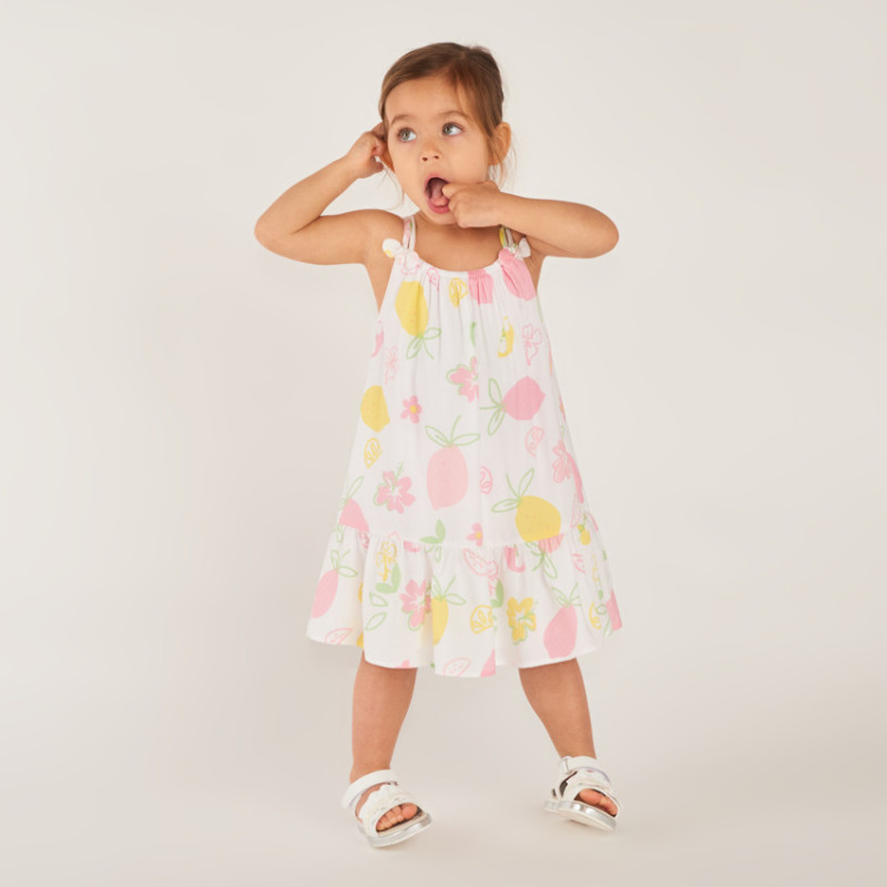 Robe à doubles bretelles imprimé citrons all-over pour bébé 