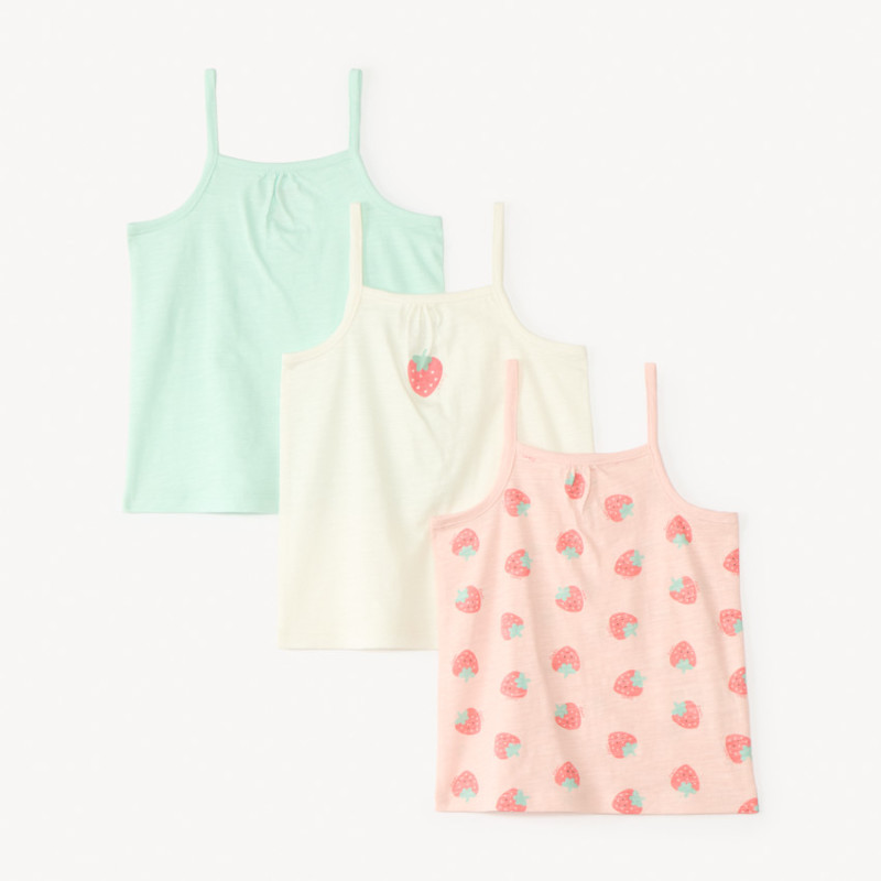 Lot de 3 débardeurs motif fraises pour bébé fille