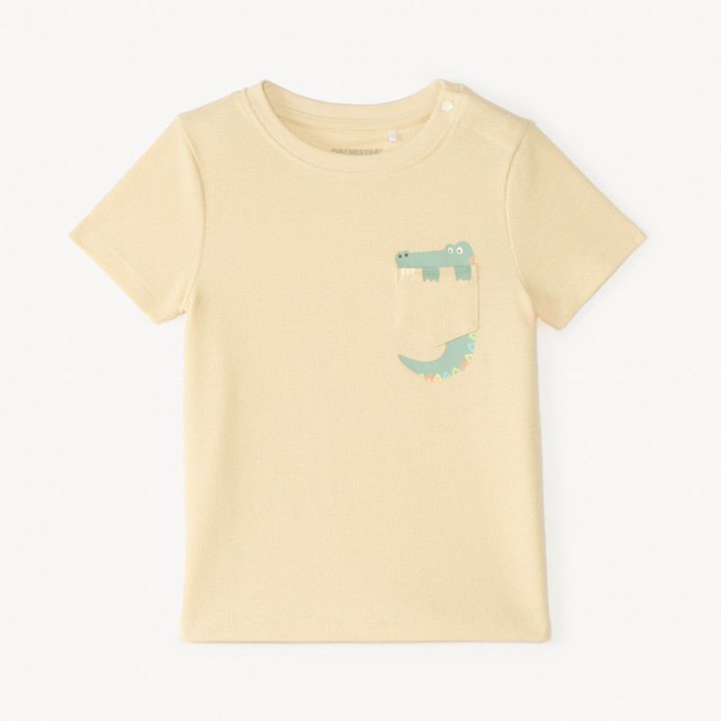 T-shirt manches courtes en maille fantaisie avec poche ludiq