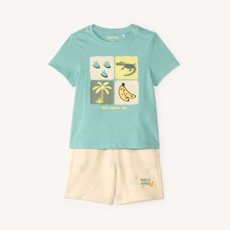 Ensemble court 2 pièces t-shirt + bermuda à motifs jungle po